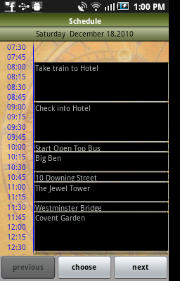 Trave schedule